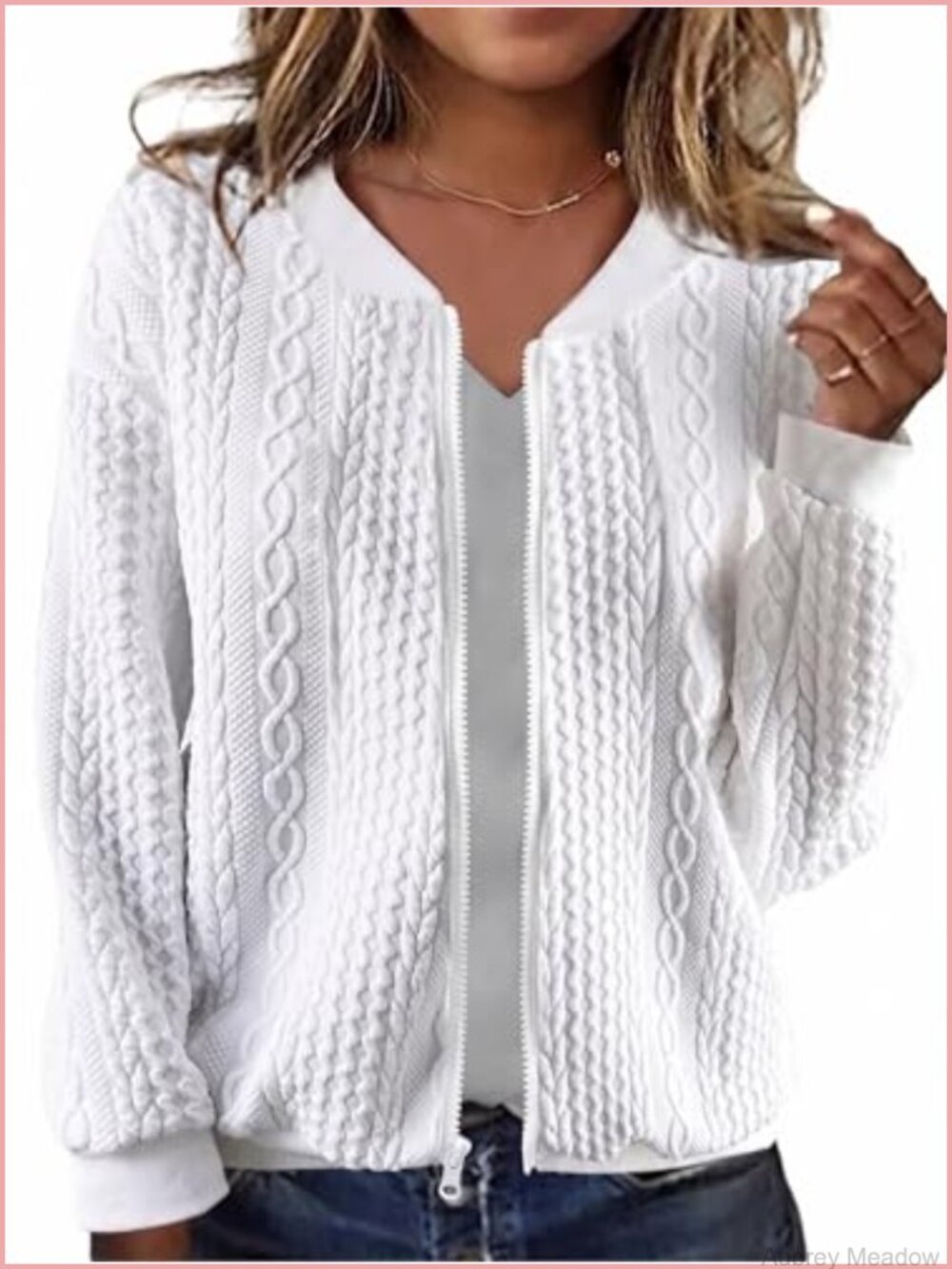 Zip Up Cardigan Sweater Women Long Sleeve Cable Knit Hoodie Casual Open Front